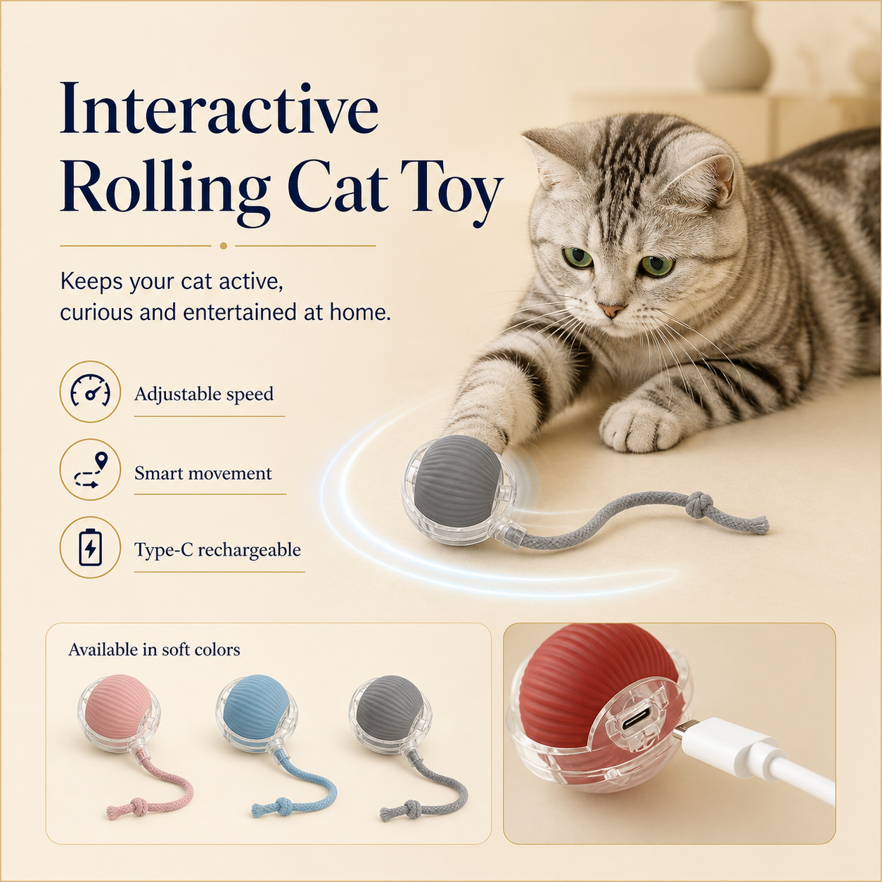 Smart Rolling Cat Toy